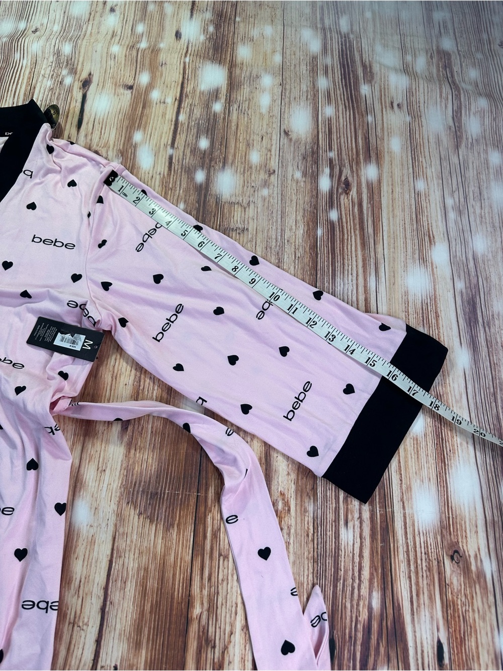 bebe Pink Short Tank & Heart-Print Robe Sleep Set with Black Trim Size Medium - Picture 10 of 16